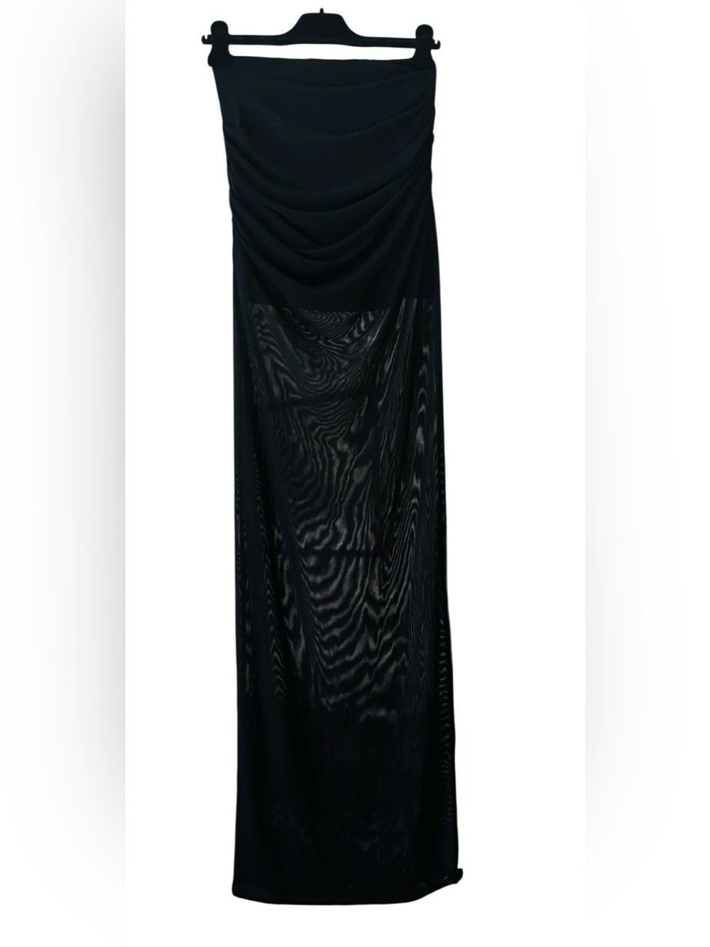 Naked Wardrobe Black Maxi Dress Small Double Lined Bodice Semi sheer